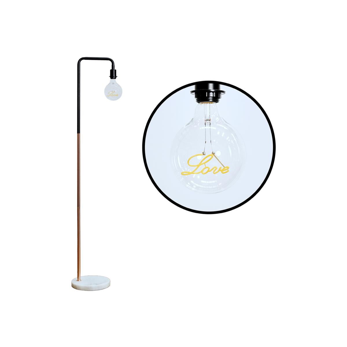 Talisman Black Copper Floor Lamp White E - Brown