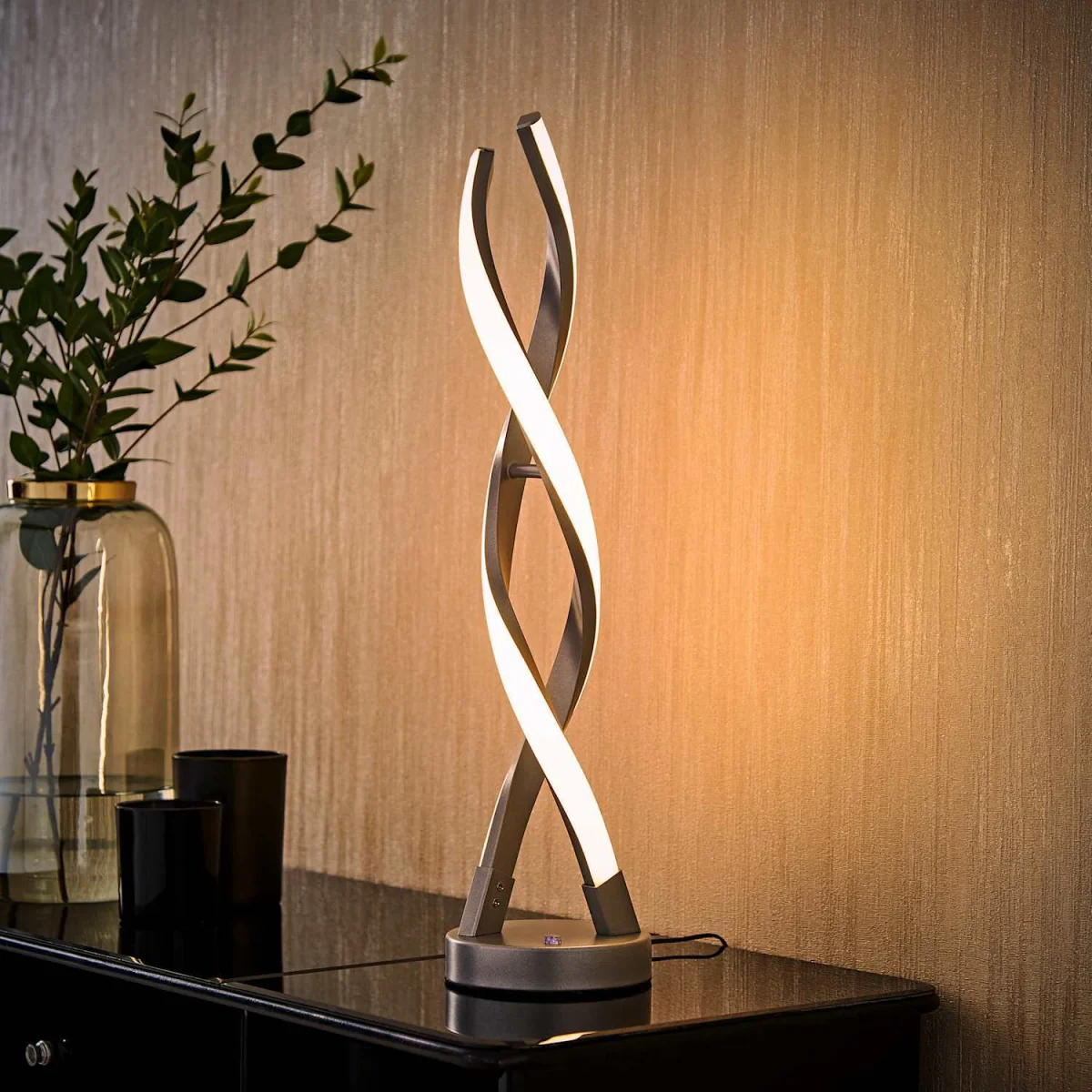 Infinity Double Twist Integrated LED Table Lamp - Silver – image 3