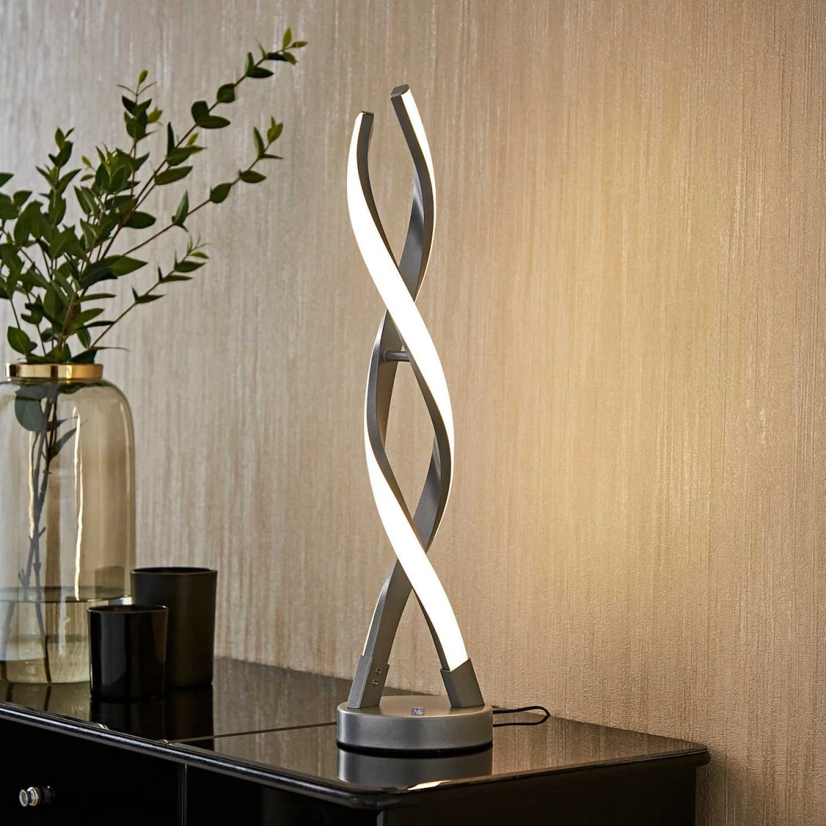 Infinity Double Twist Integrated LED Table Lamp - Silver – image 1