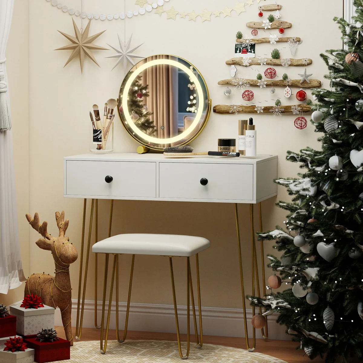 Lighted Mirror Makeup Vanity Desk – image 6