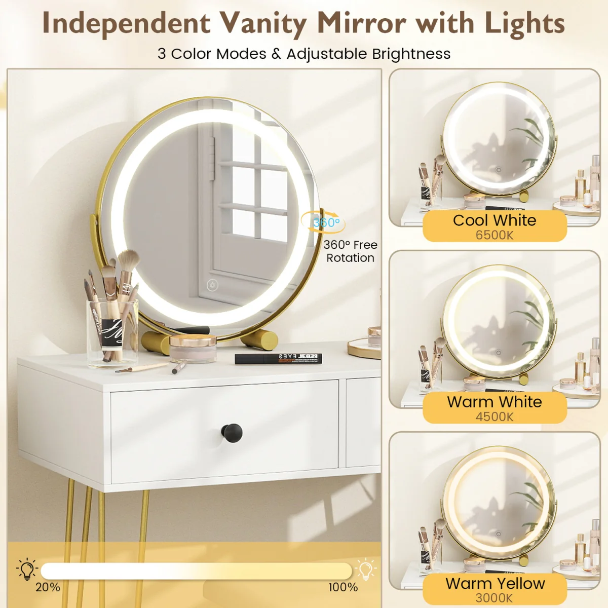 Lighted Mirror Makeup Vanity Desk – image 8