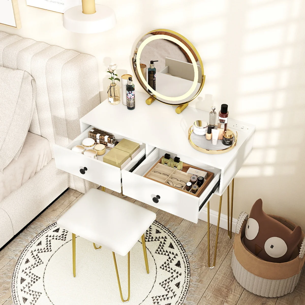 Lighted Mirror Makeup Vanity Desk – image 9
