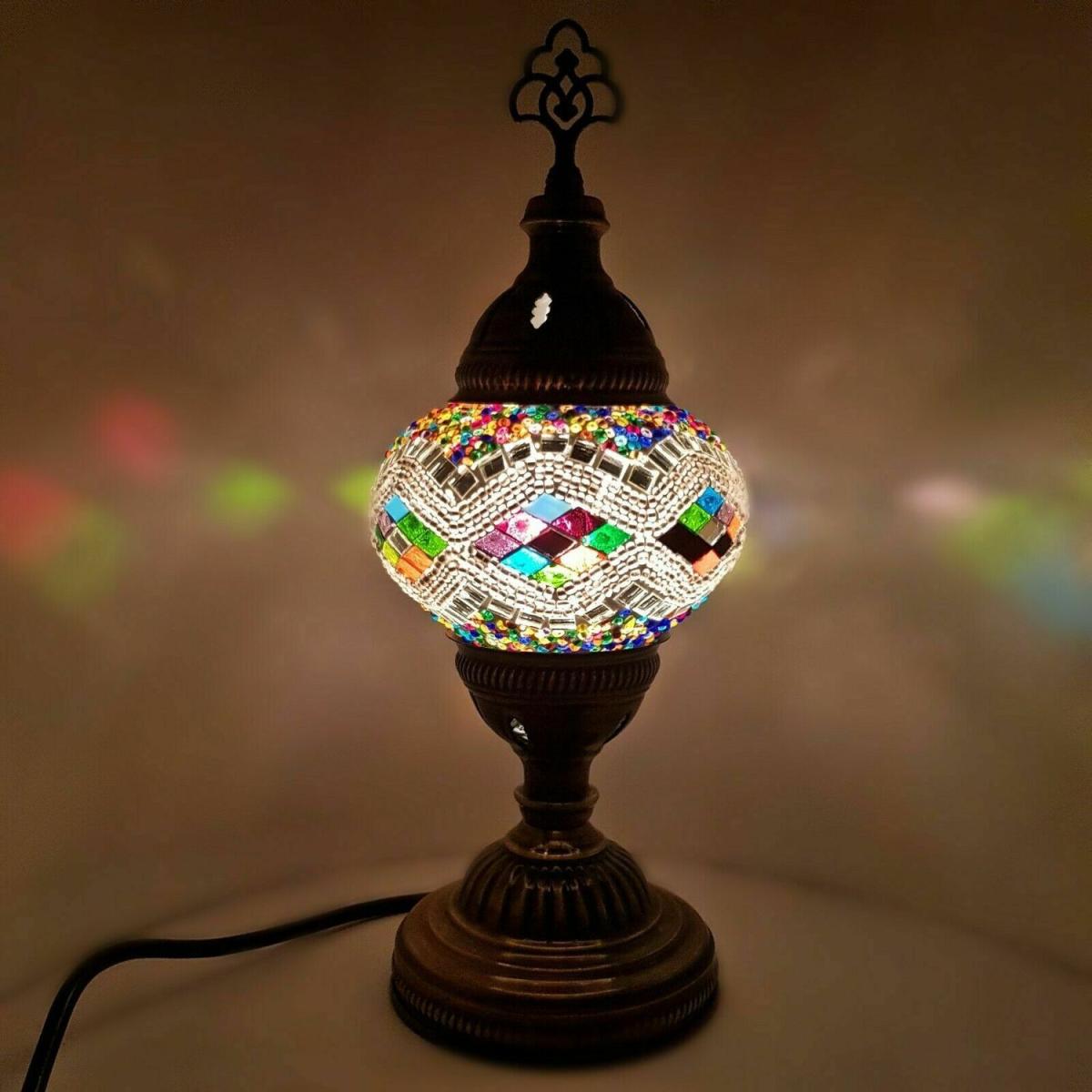 Turkish Moroccan Table Desk Lamp Mosaic Glass CE - Style -21 - Green – image 4