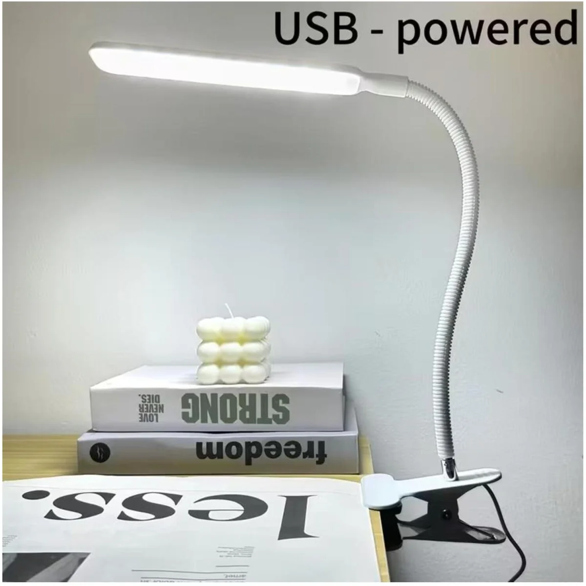 LED Desk Lamp Clip Flexible Gooseneck USB Light - White – image 2