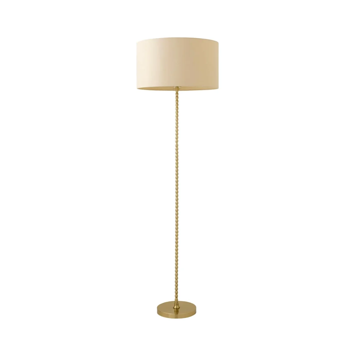 Maeve Natural Shade Bobbin Bobbled Floor Lamp - Matte Black Black Trim / No - Brushed Gold / 22cm – image 6