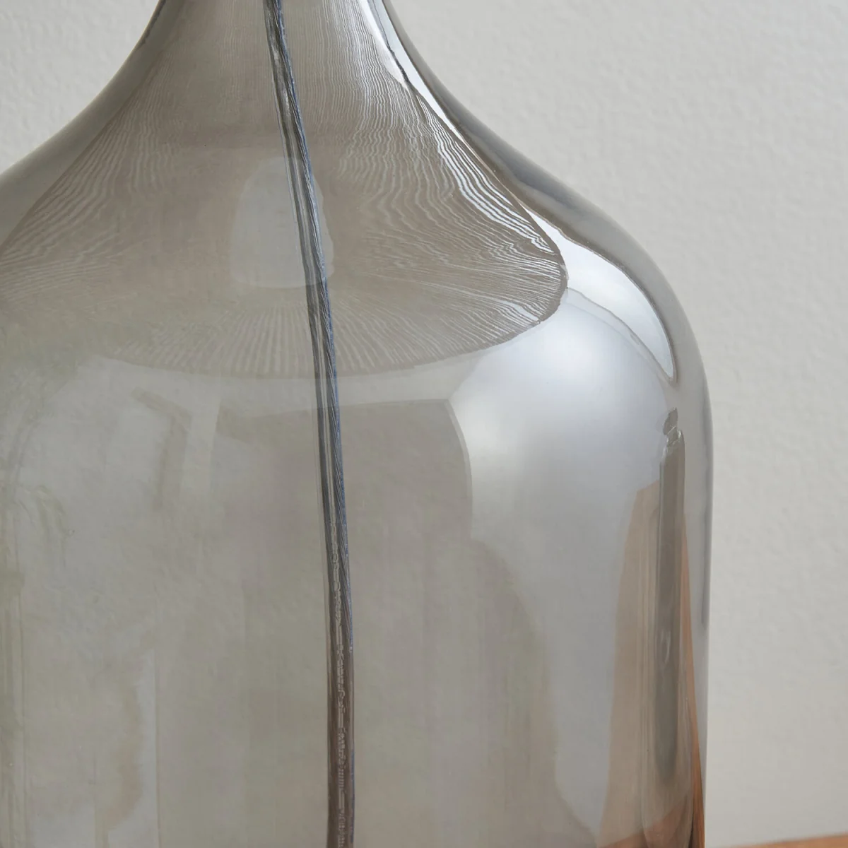 Kew Table Lamp With Shade - Smoked Glass And Natural Rattan – image 4