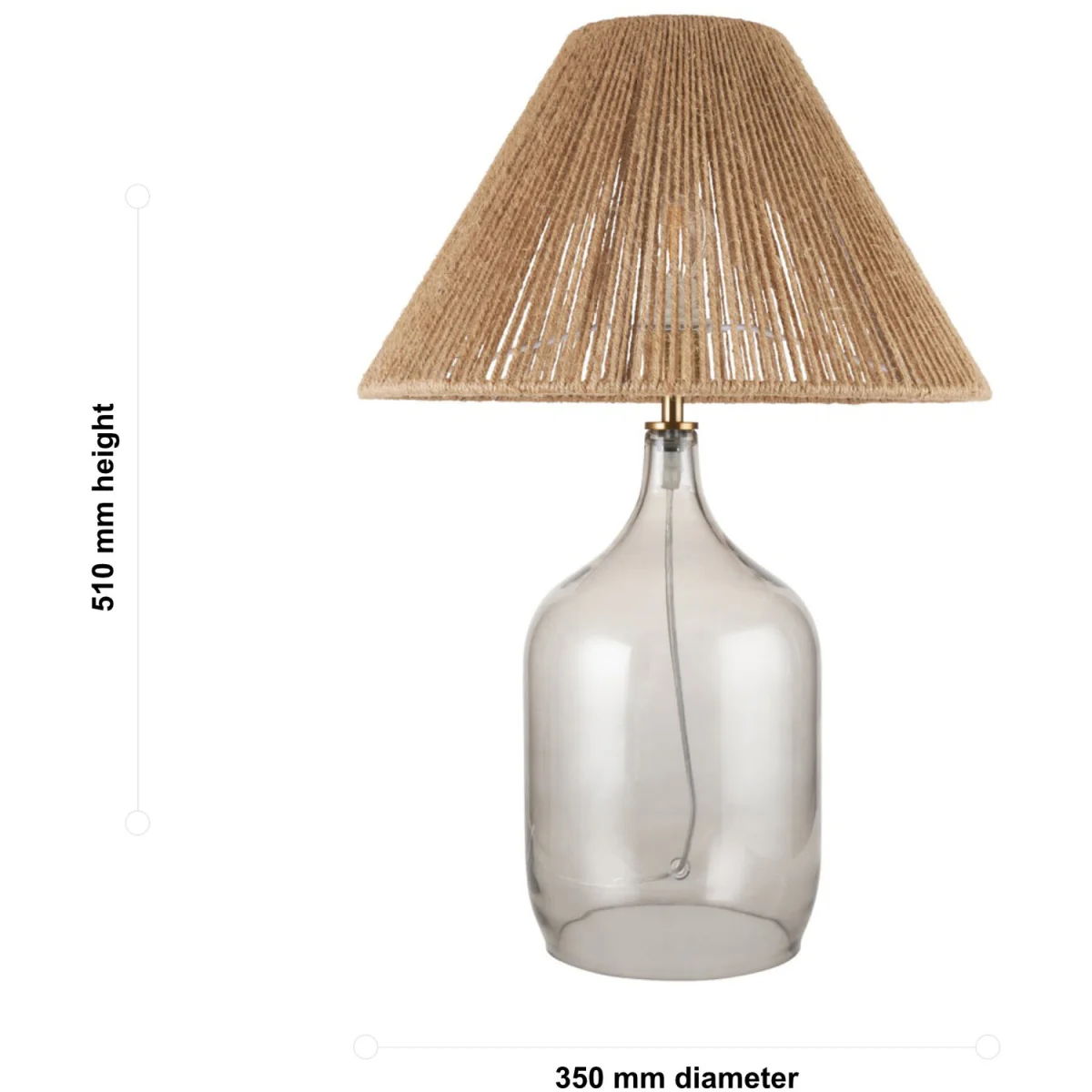 Kew Table Lamp With Shade - Smoked Glass And Natural Rattan – image 6