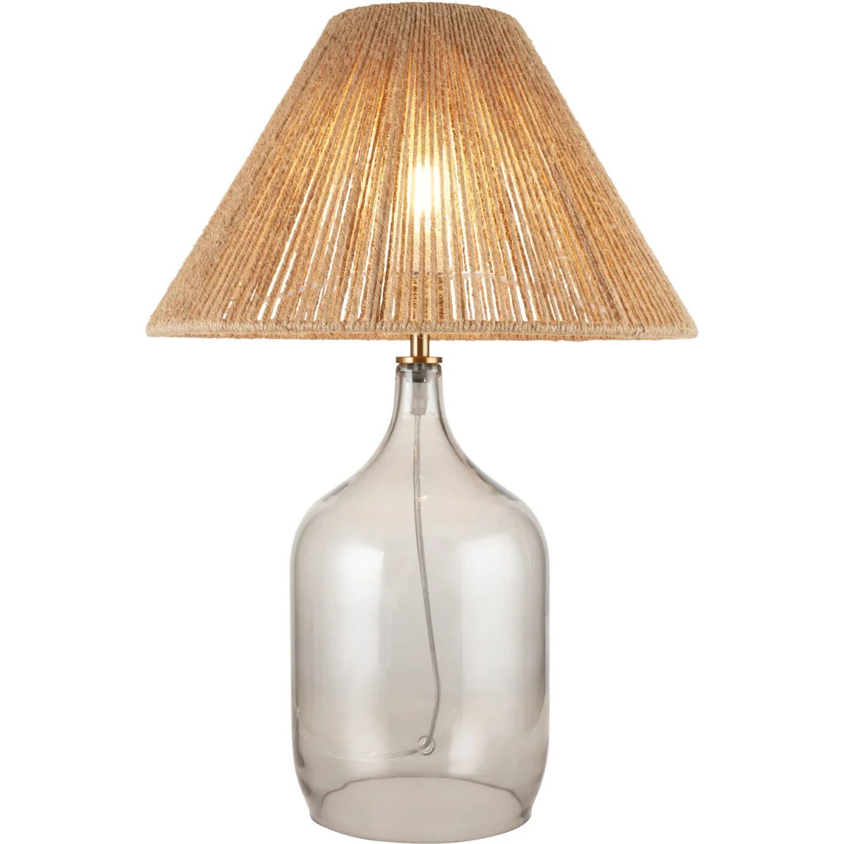 Kew Table Lamp With Shade - Smoked Glass And Natural Rattan – image 7