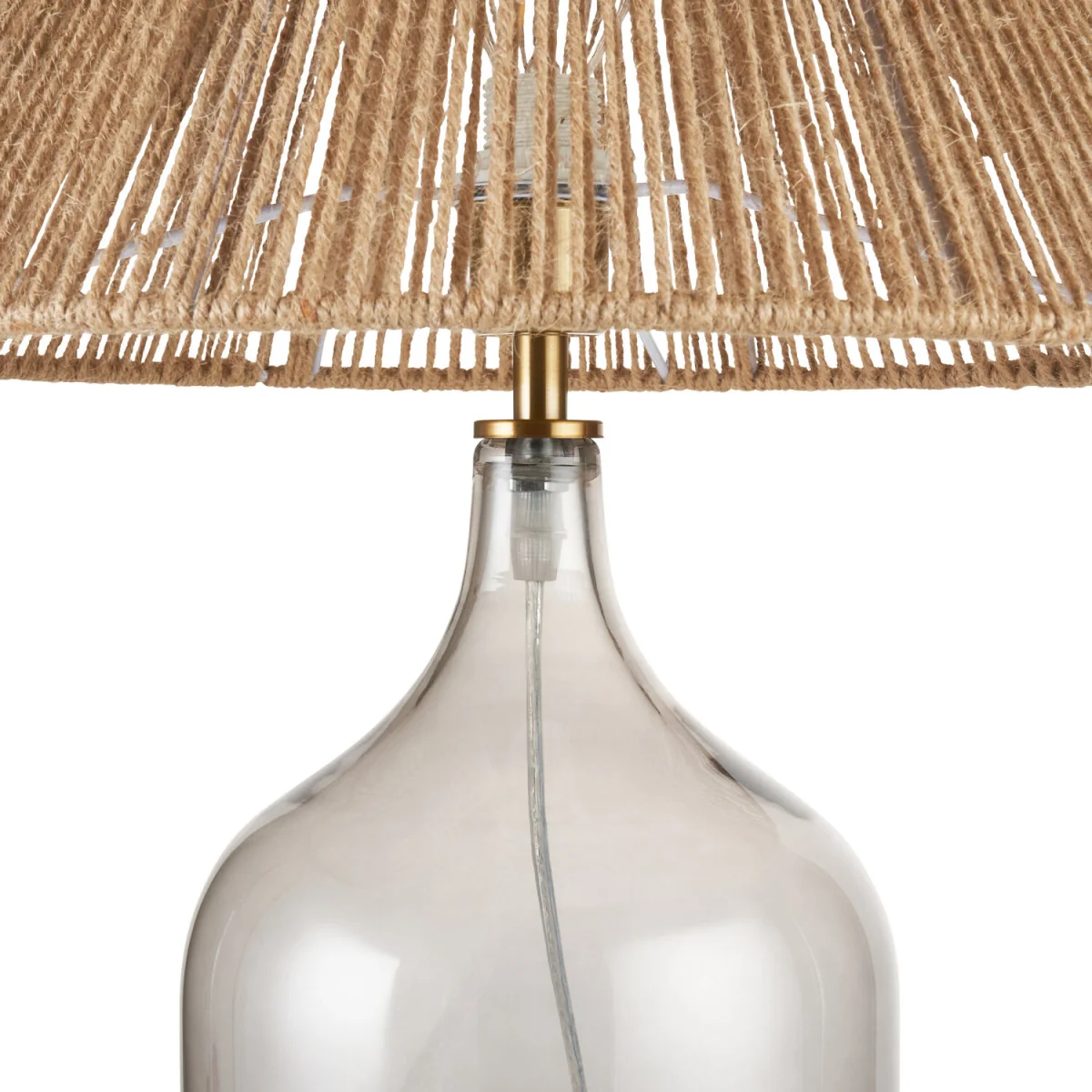 Kew Table Lamp With Shade - Smoked Glass And Natural Rattan – image 8