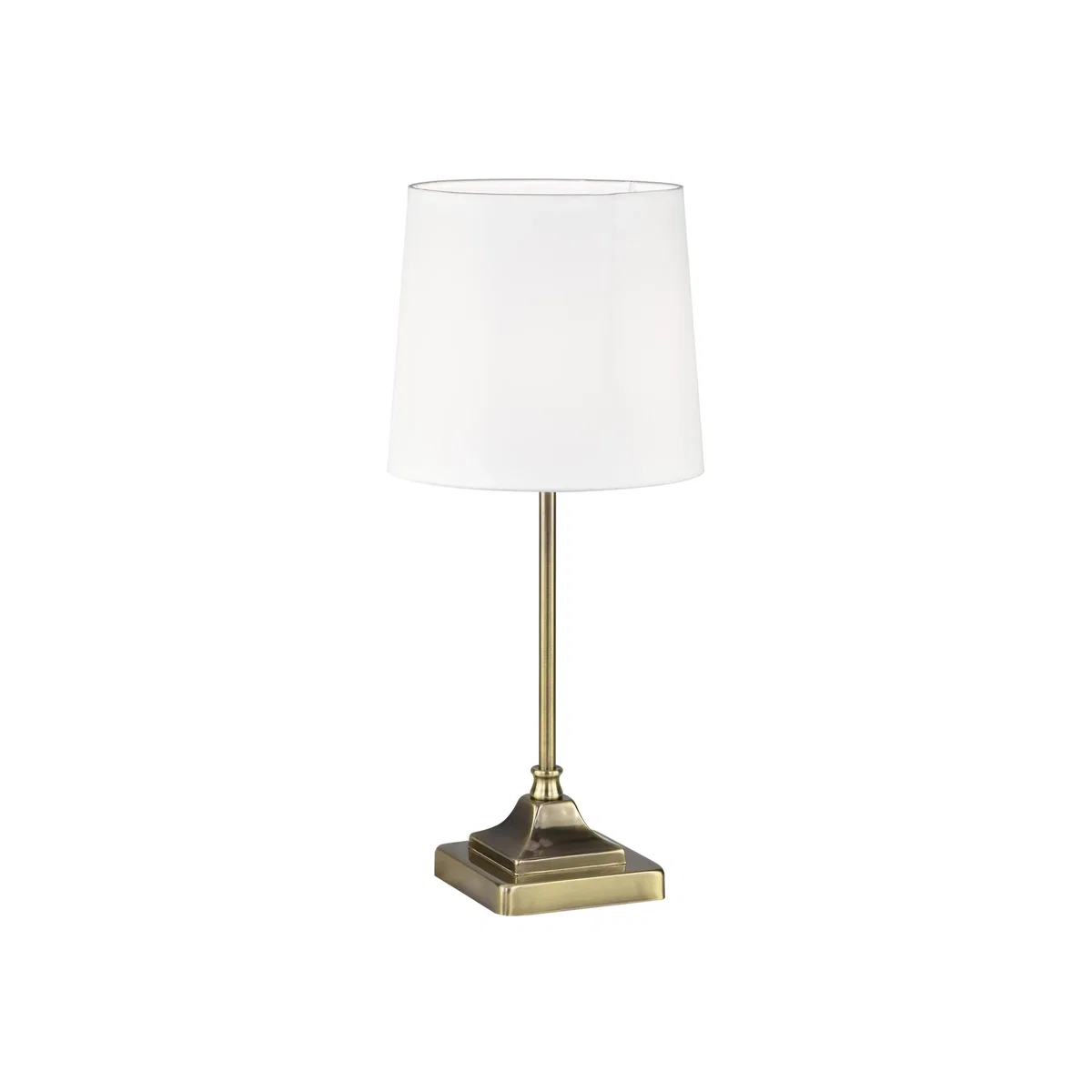 Aldersley Table Lamp With Shade - Antique Brass Plate And White Cotton – image 1