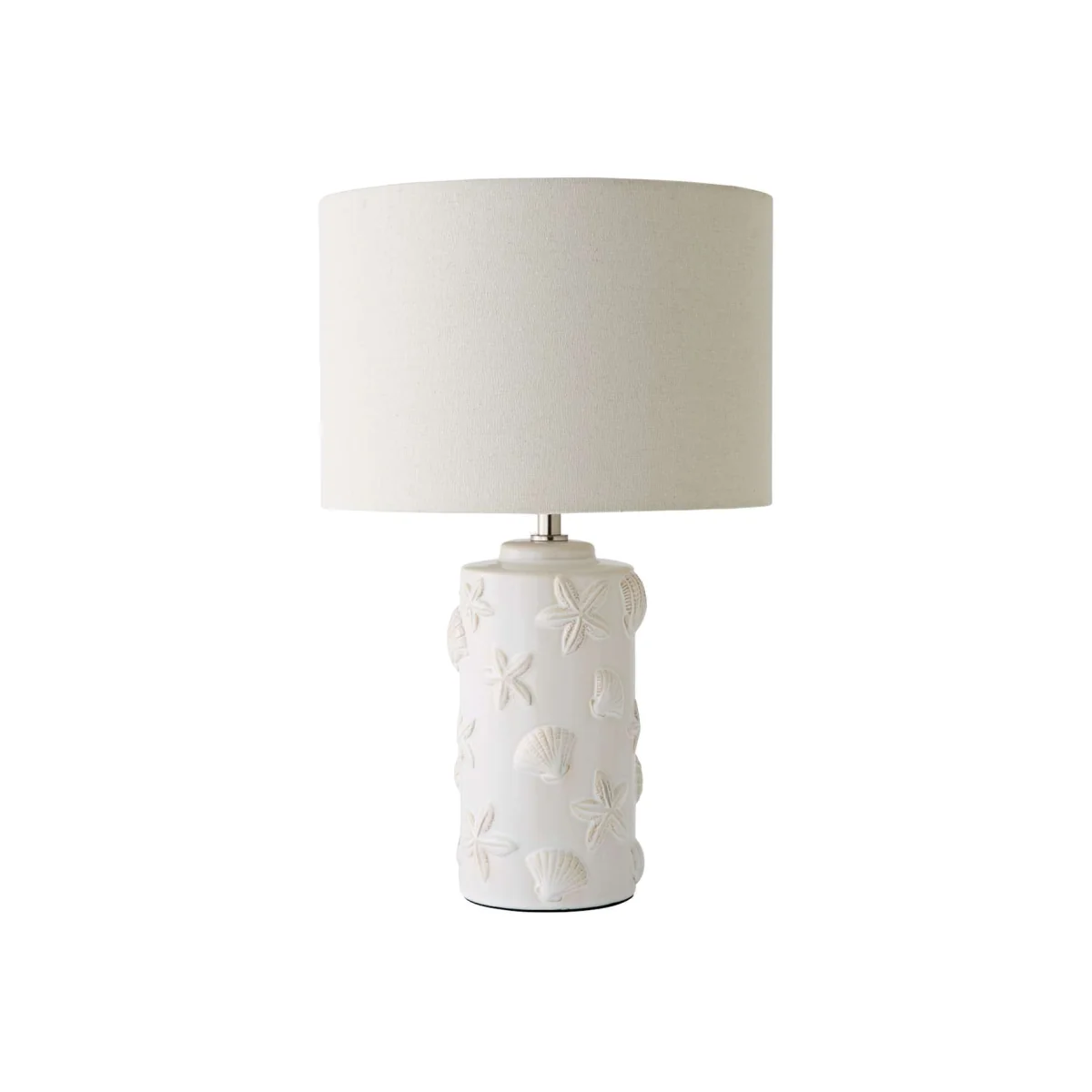 Selene Linen Shade Ceramic Embossed Seashell Table Lamp - Cream / 1.96kg – image 1