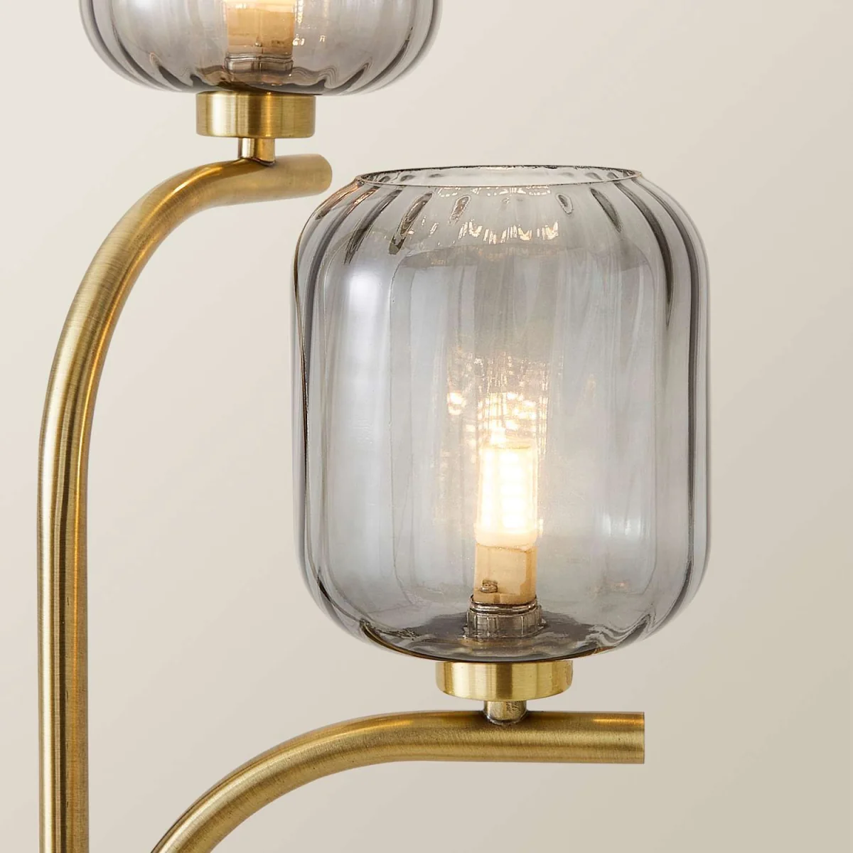 Amelie Gold Stem 3 Way Ribbed Glass Shade Floor Lamp - Gold / No - Gold – image 6