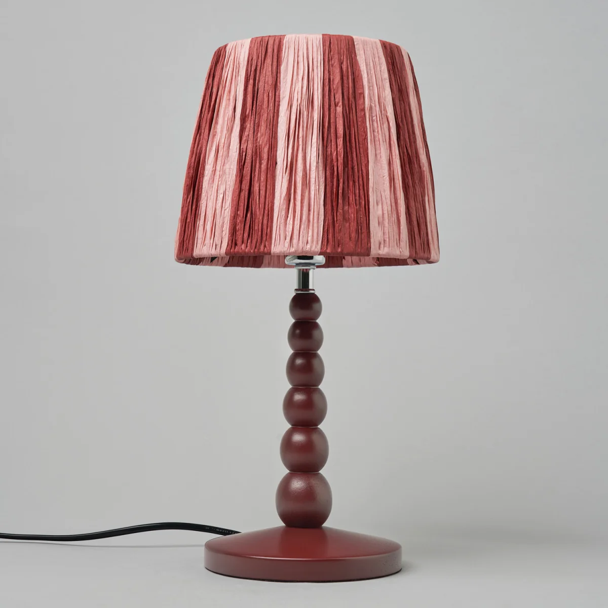 Dolly Wooden Bobble Table Lamp with Raffia Shade - Pink – image 2