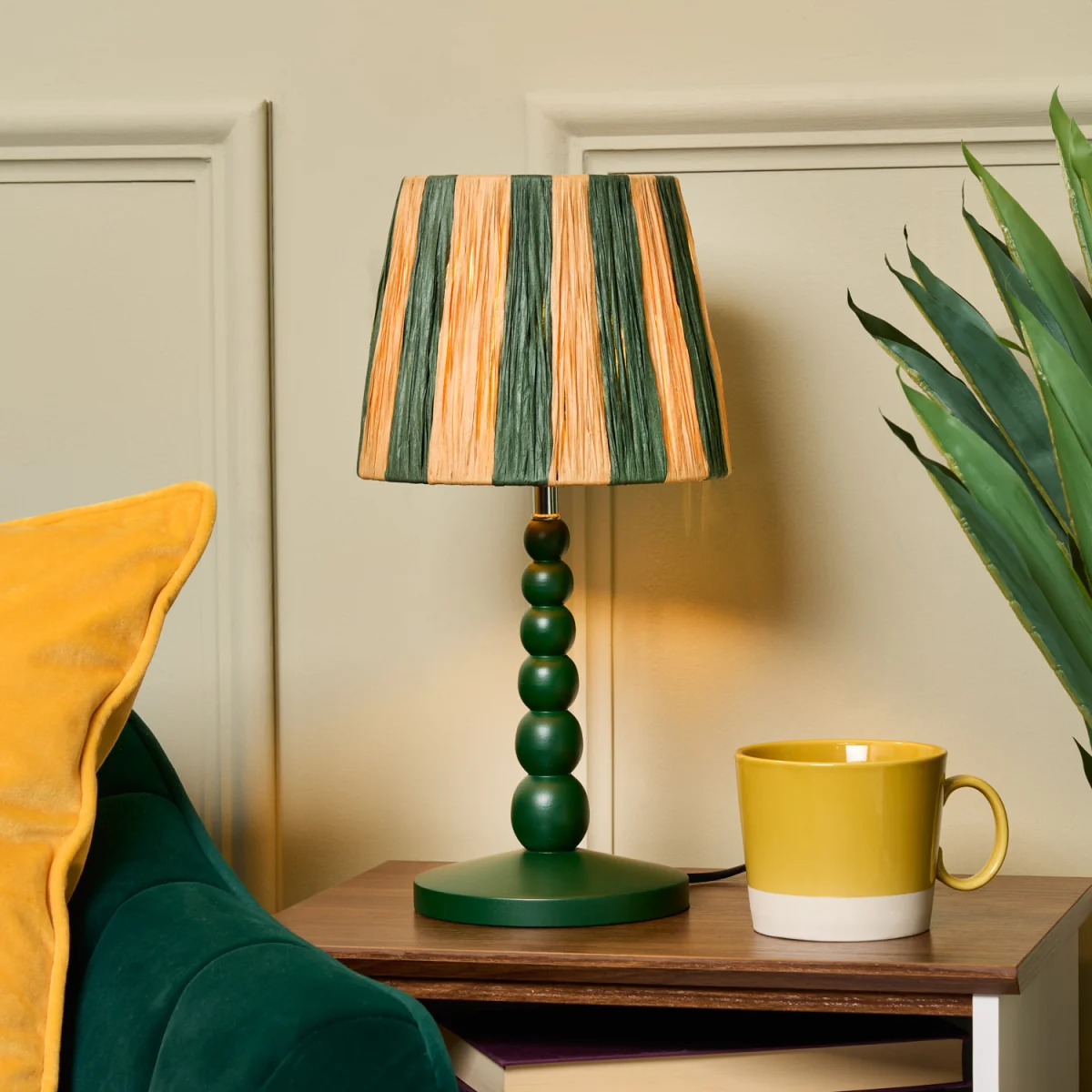 Dolly Wooden Bobble Table Lamp with Raffia Shade - Pink – image 9