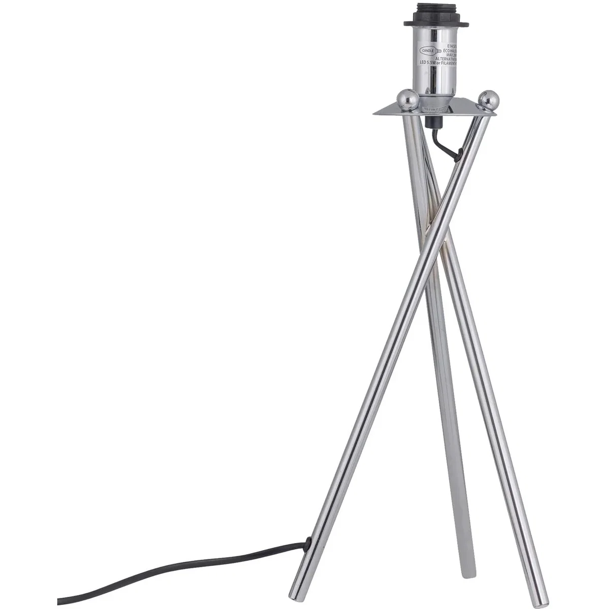 Tripod Table Lamp With Grey Cotton Fabric Shade - Chrome & Grey – image 3