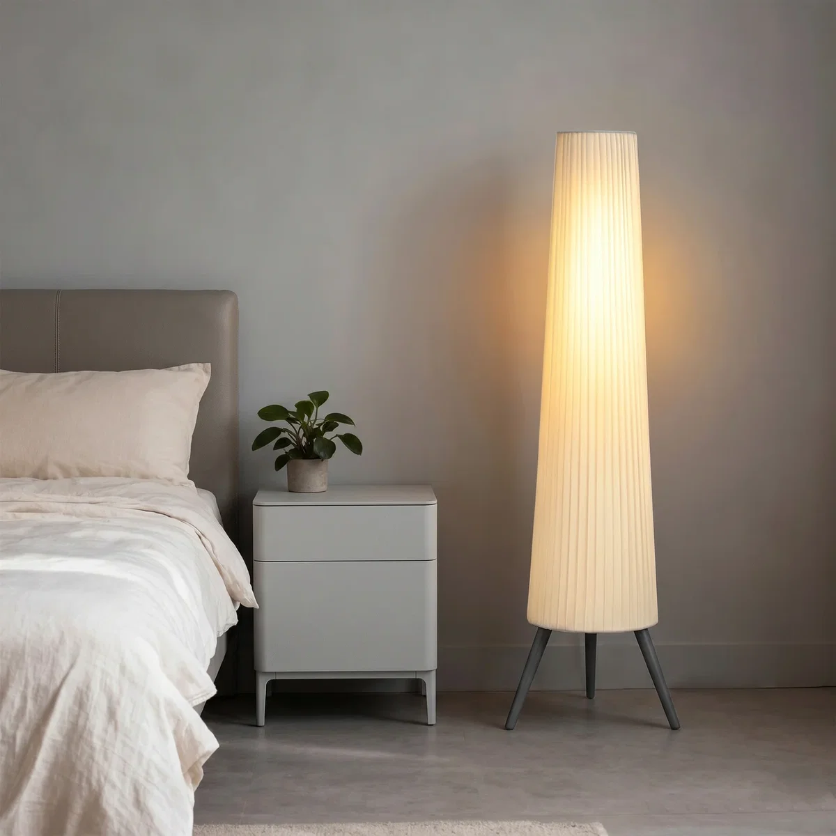 HOMCOM Dimmable Floor Lamp with Wooden Legs - White / Yes – image 2