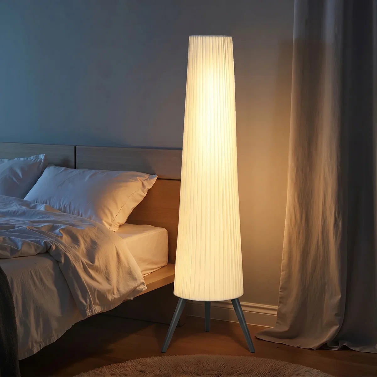 HOMCOM Dimmable Floor Lamp with Wooden Legs - White / Yes – image 5