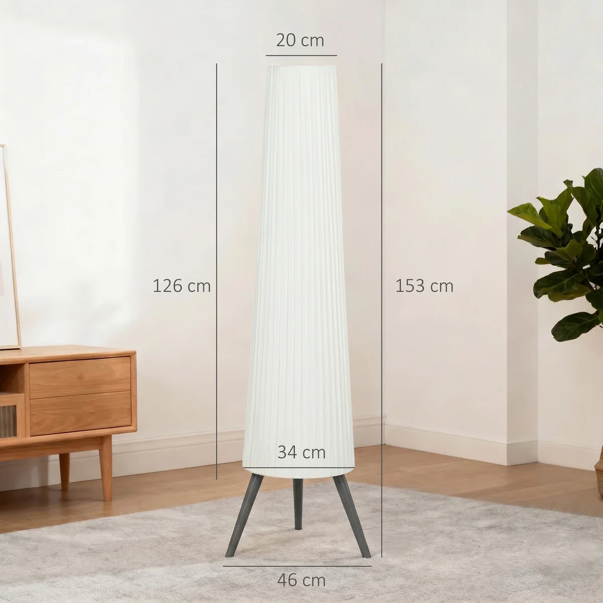 HOMCOM Dimmable Floor Lamp with Wooden Legs - White / Yes – image 8