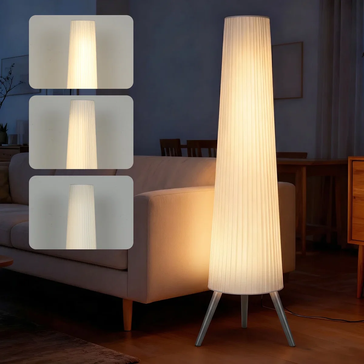 HOMCOM Dimmable Floor Lamp with Wooden Legs - White / Yes – image 9