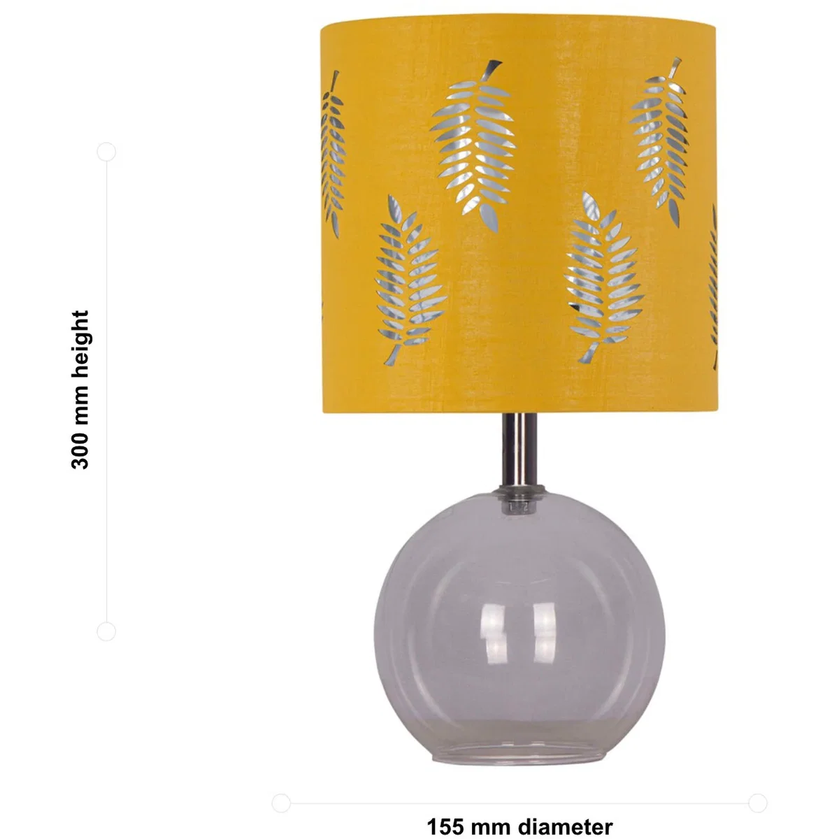 Set Of 2 Buck Clear Glass Table Lamps With Ochre Fern Shade - Clear & Ochre – image 3