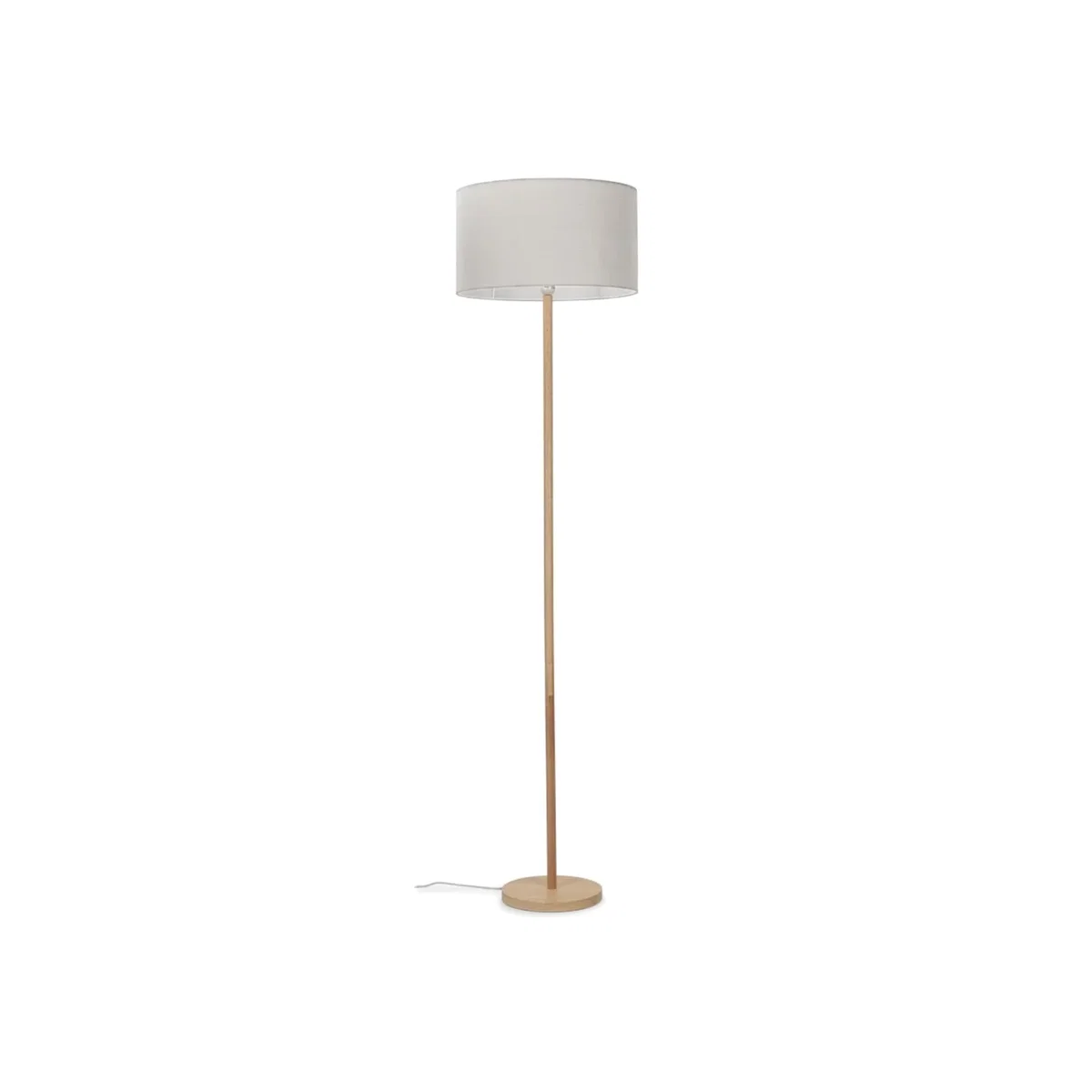 Heather Light Wood Floor Lamp with Fabric Drum Shade - Grey / Yes - Grey – image 1