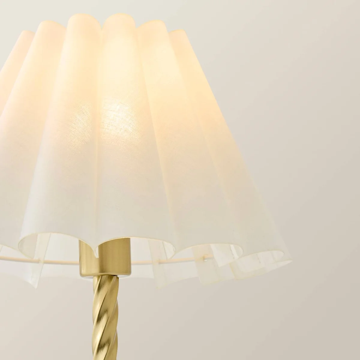 Maura Twisted Gold Metal Table Lamp with Pleated Taper Shade - White / 26cm – image 5
