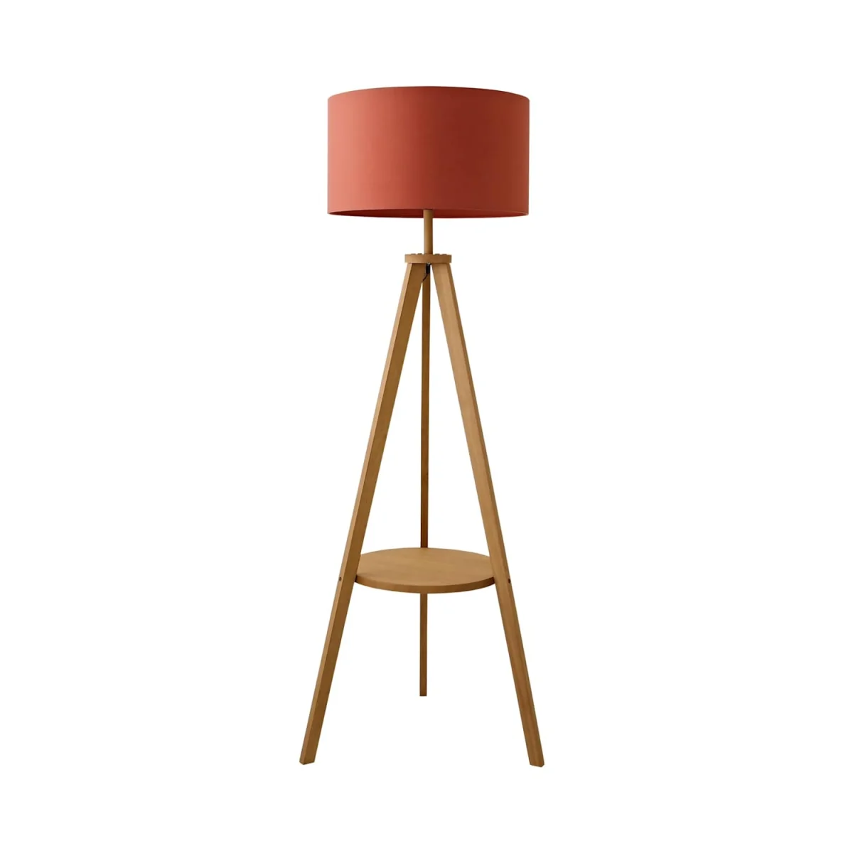 Morrigan Mid Wood Shelf Floor Lamp with Drum Shade - Red - Mid Wood – image 6