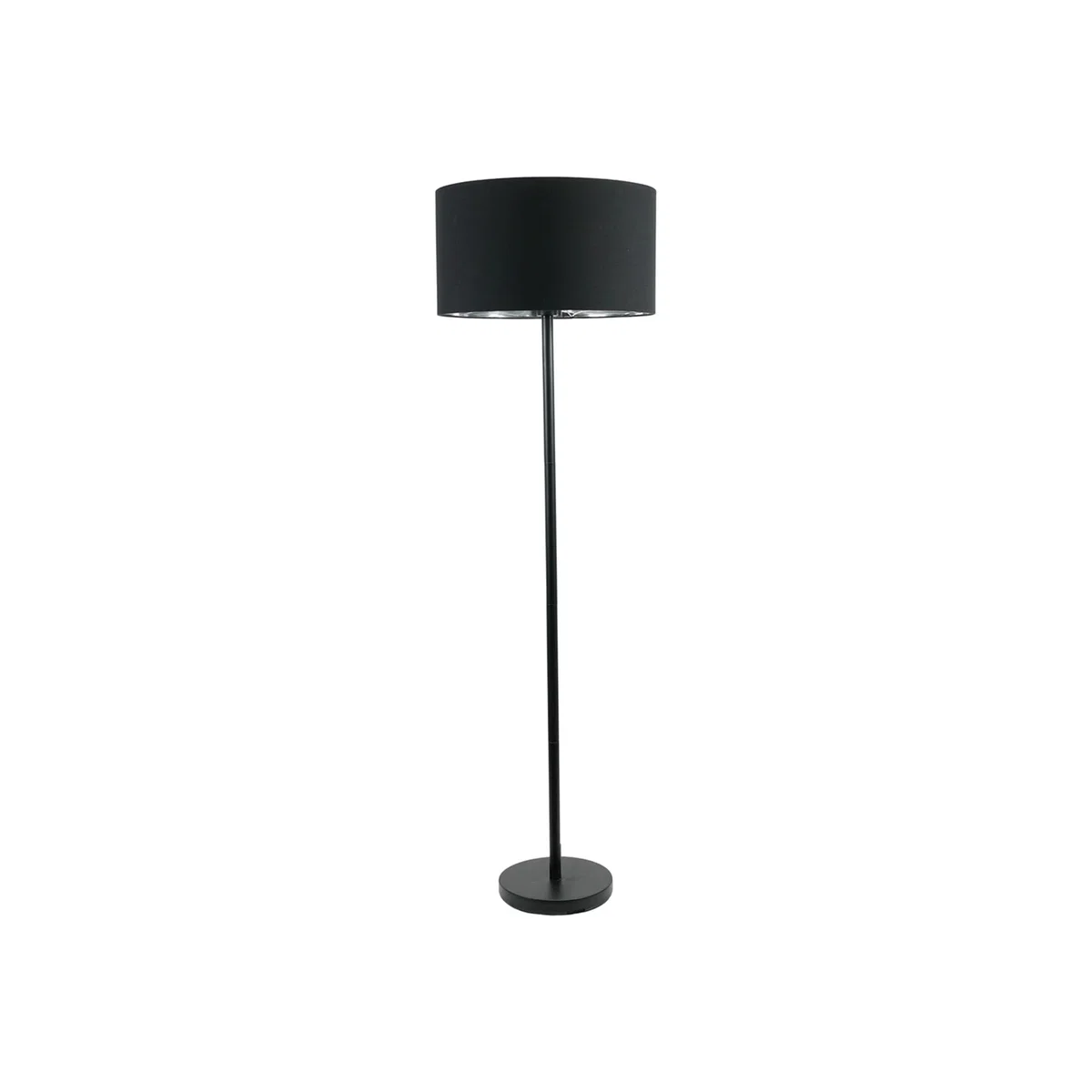 Charlie Black Stem Floor Lamp with Black and Chrome Inner Lamp Shade - Black