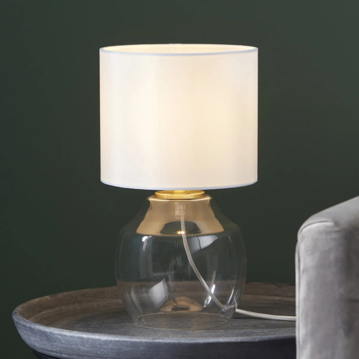 Fabia Table Lamp With Shade - Clear & White – image 3