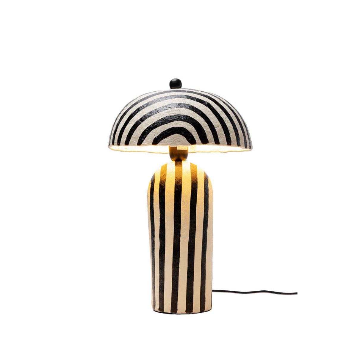 Black & White Stripe Paper Mache Table Lamp – image 2