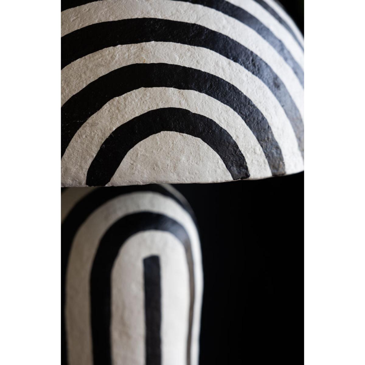 Black & White Stripe Paper Mache Table Lamp – image 4