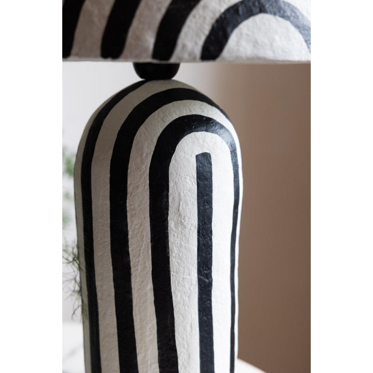 Black & White Stripe Paper Mache Table Lamp – image 5