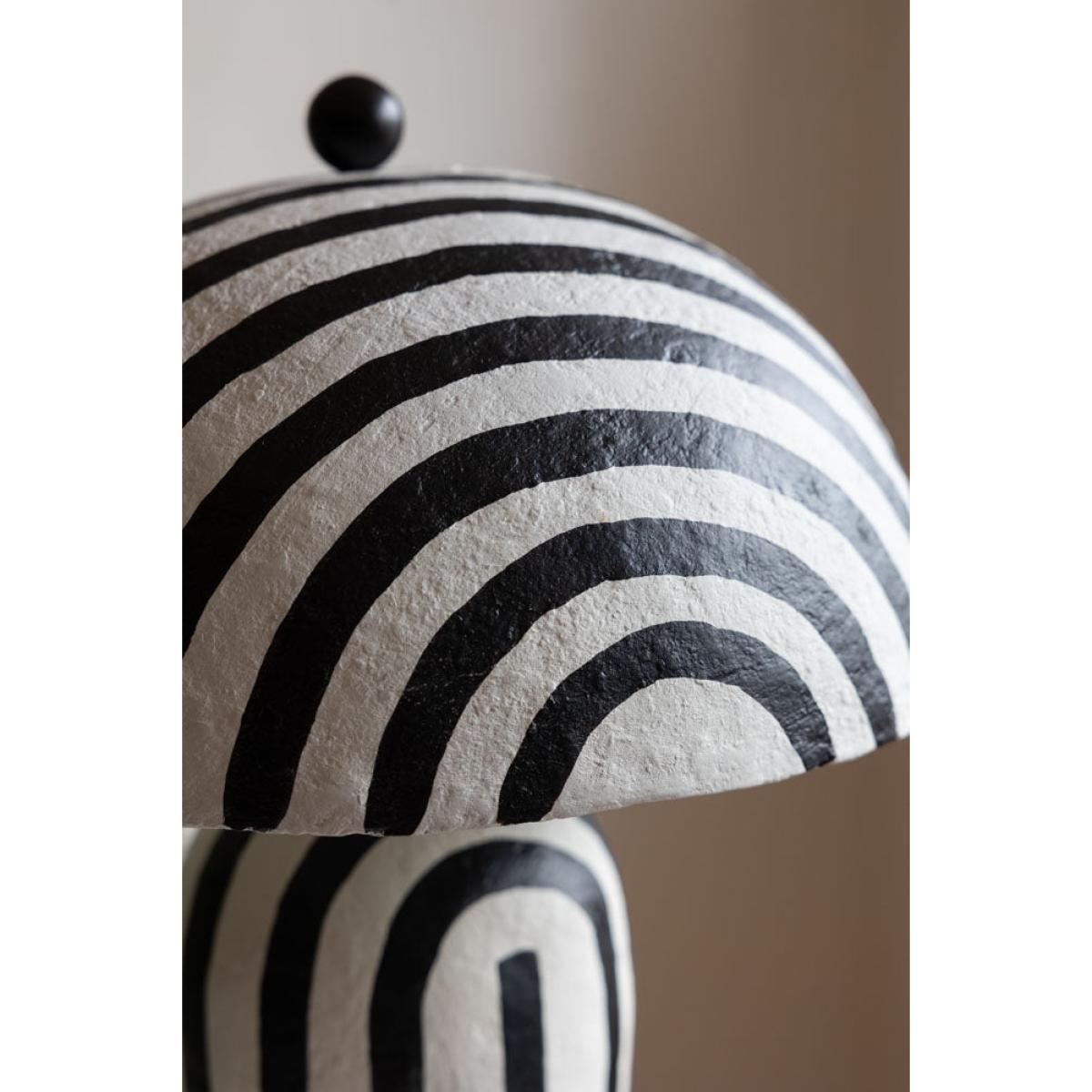 Black & White Stripe Paper Mache Table Lamp – image 7