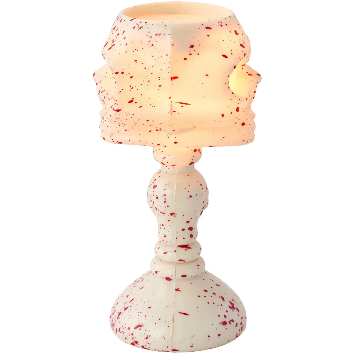 Halloween LED Two-Faced Skull Lamp - Beige with Blood Splatter Effect – image 4
