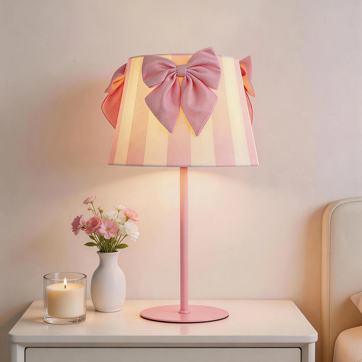 Stripe Bow Table Lamp - Pink – image 5