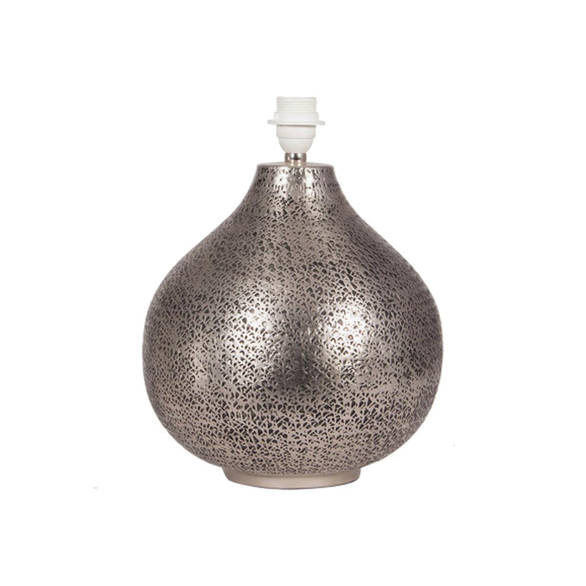 Antique Hammered Metal Table Lamp - Antique Silver
