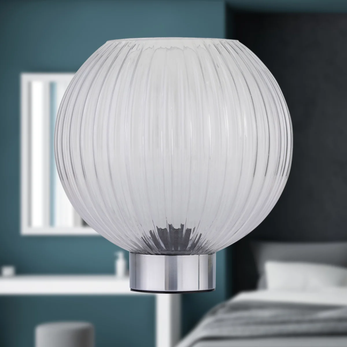 Betchley Table Lamp - Chromed Plastic And Clear Ribbed Glass – image 5