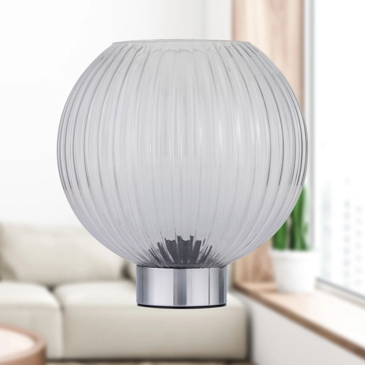 Betchley Table Lamp - Chromed Plastic And Clear Ribbed Glass – image 6