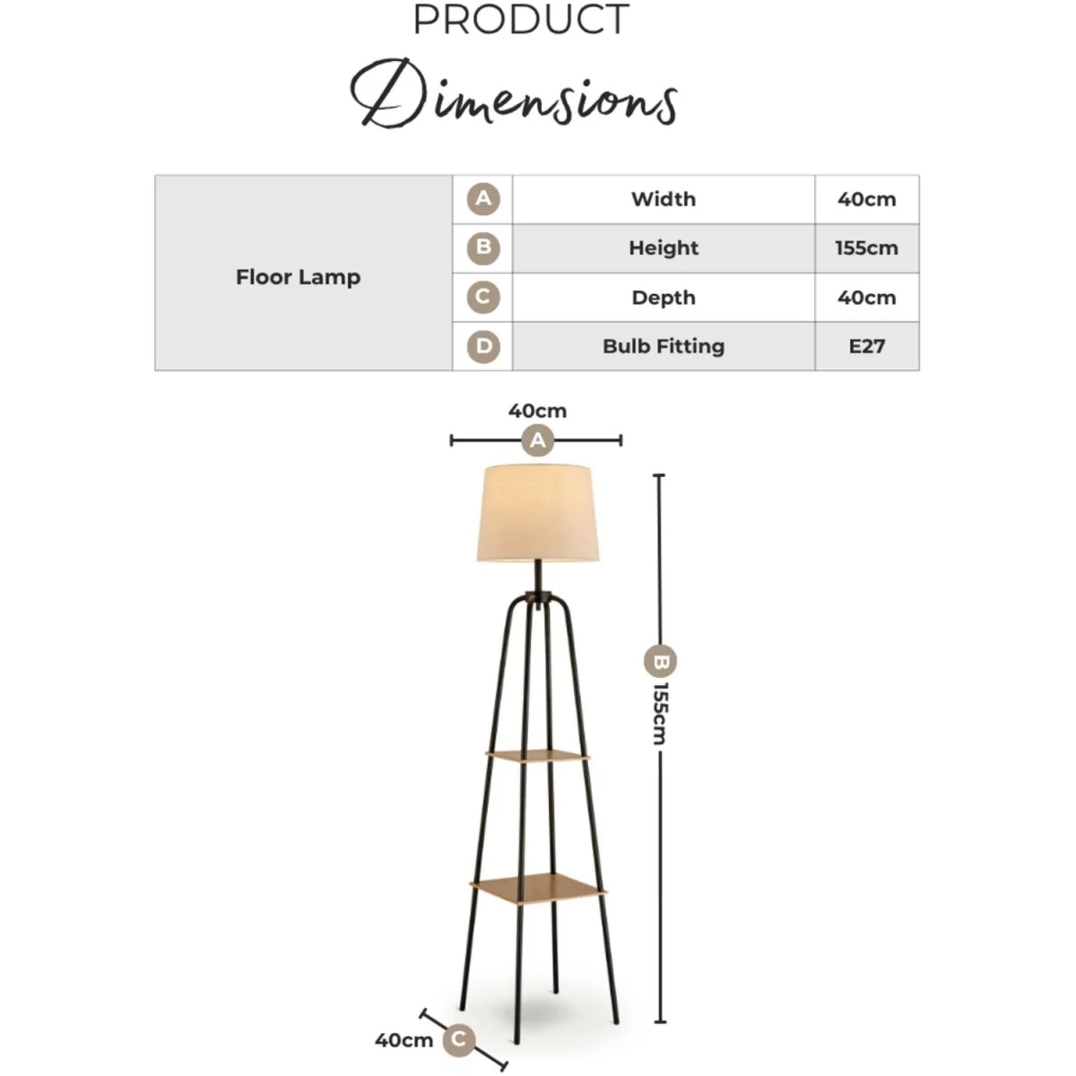 Kessia Black Standing Floor Lamp with Shelves - Black – image 3
