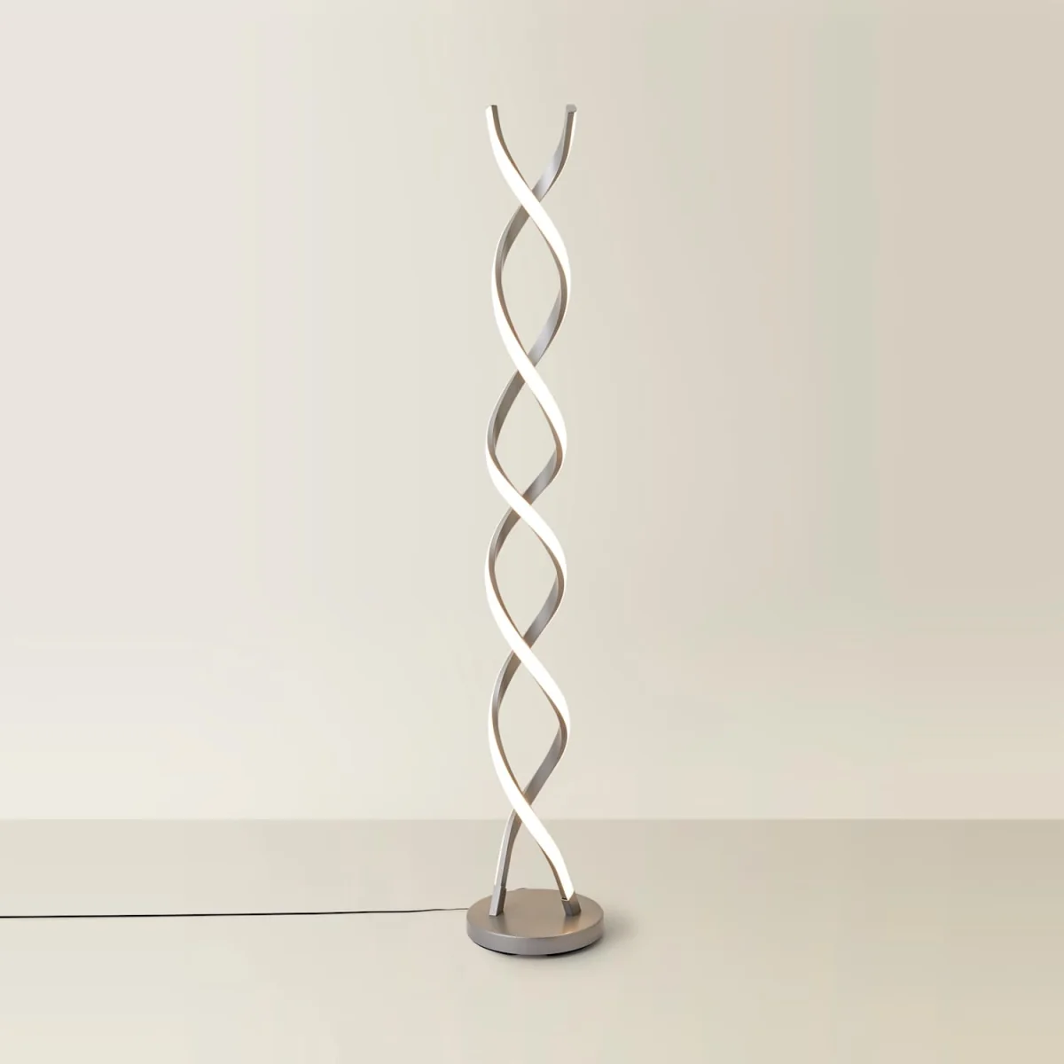 Infinity Matte Silver Double Twist Integrated LED Floor Lamp - Silver / No - Silver – image 5