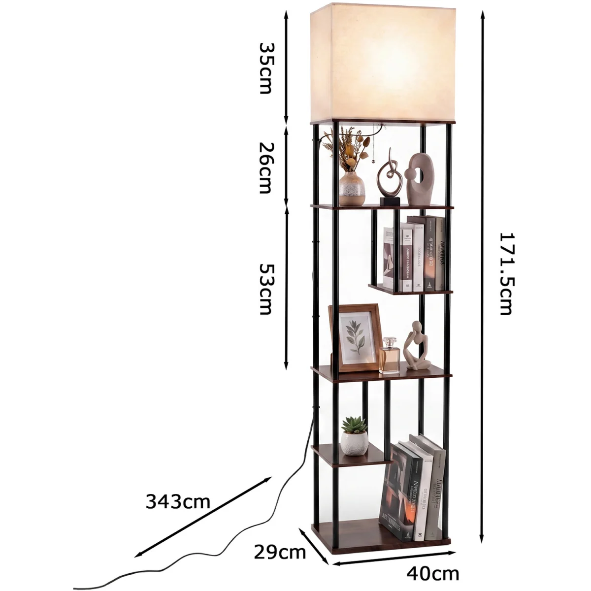 5-Tier Industrial Shelf Lamp - Brown – image 3