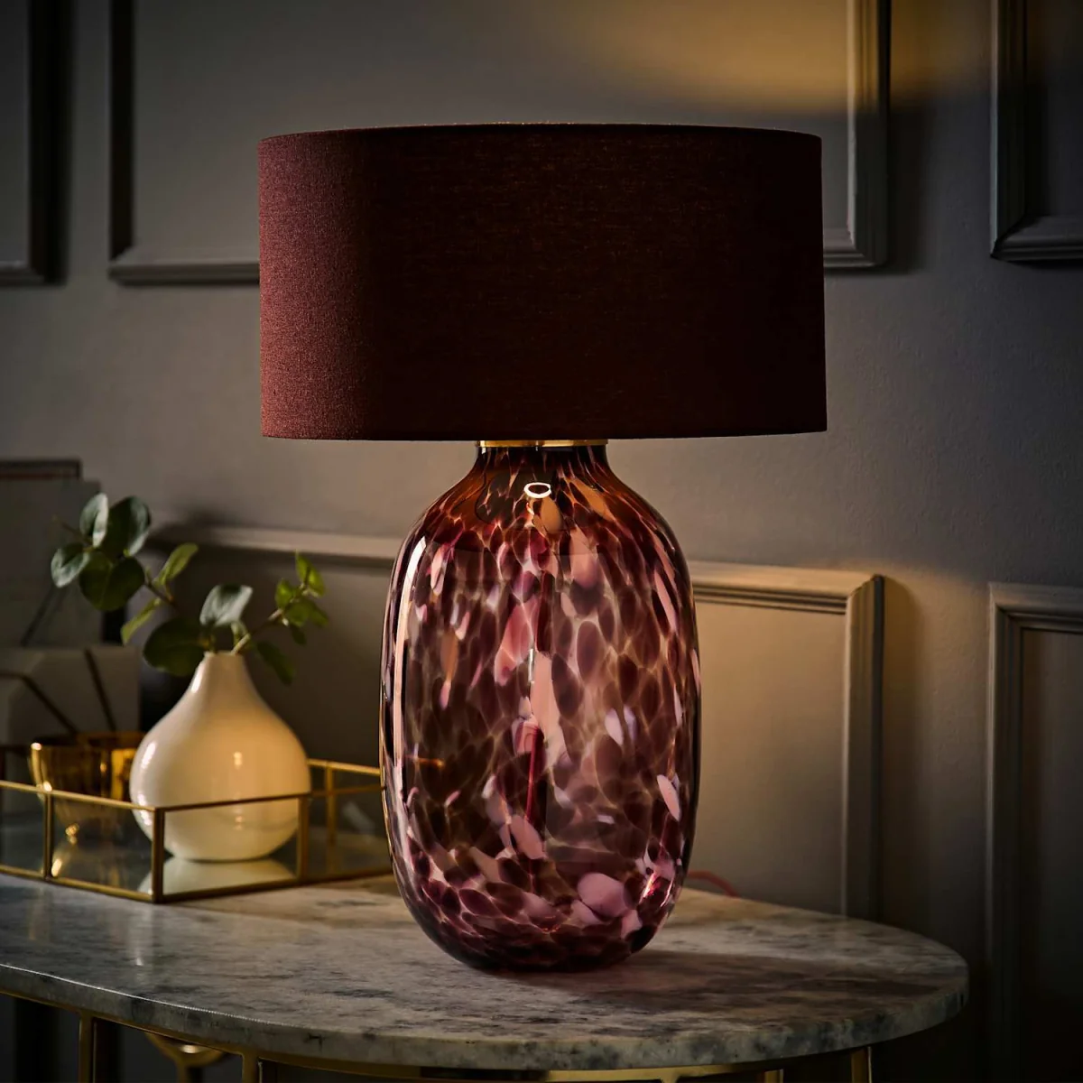 Belinda Confetti Glass Table Lamp - Burgundy / Yes – image 3