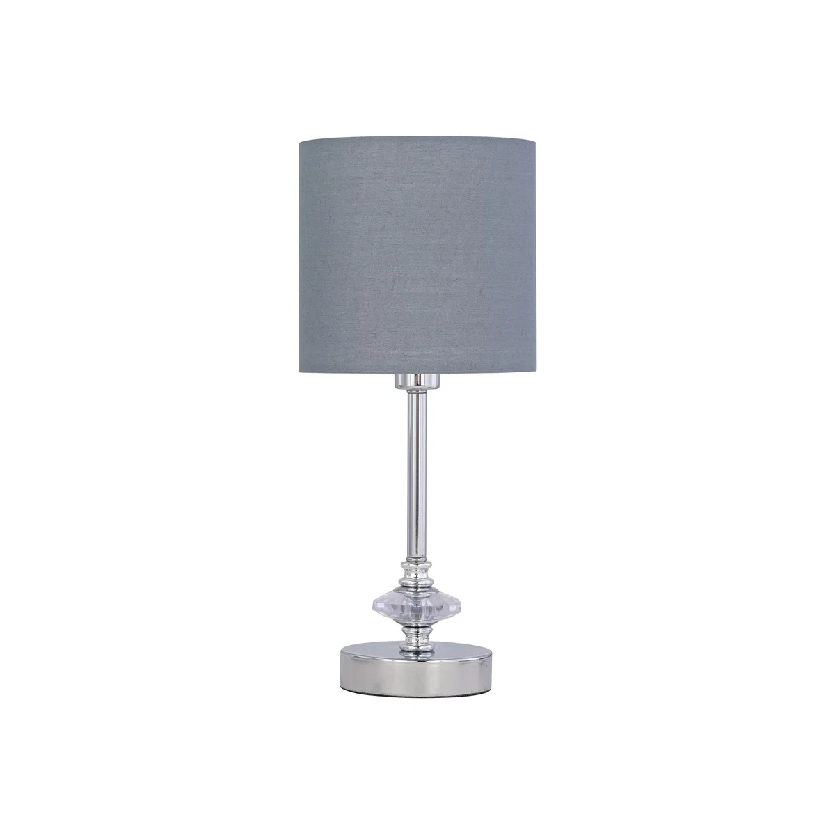 Chrome Jewelled Table Lamp With Grey Cotton Shade - Chrome & Grey – image 1