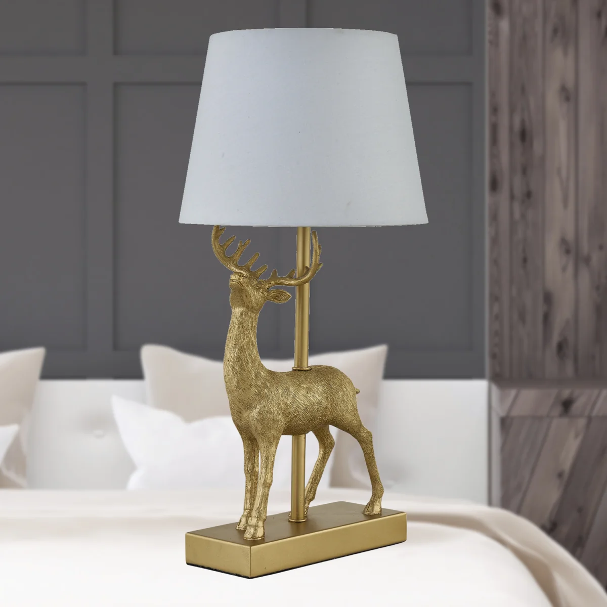Grace Table Lamp With Shade - Gold Resin And White Cotton – image 5