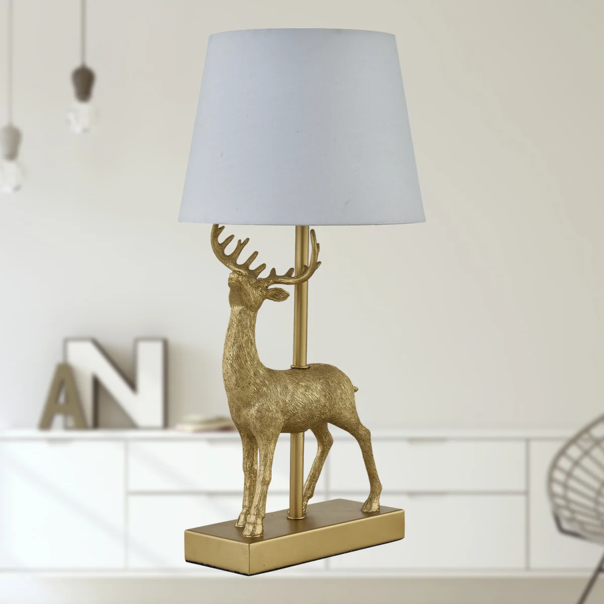 Grace Table Lamp With Shade - Gold Resin And White Cotton – image 6
