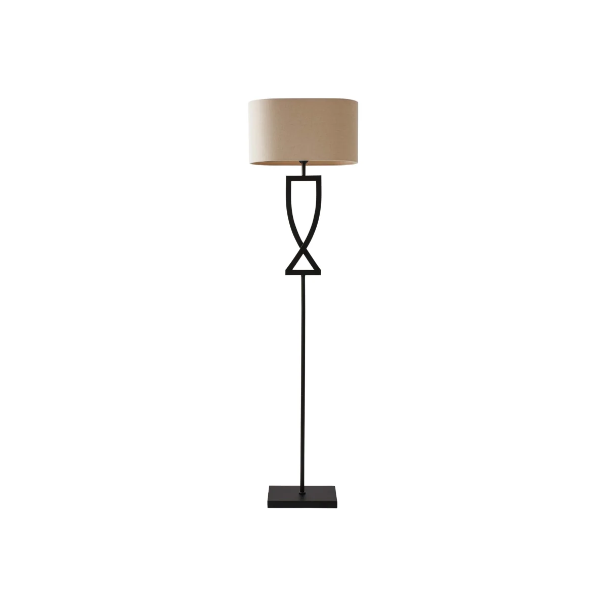 Katniss Tall Floor Lamp with Fabric Oval Shade - Black / Yes - Black – image 1