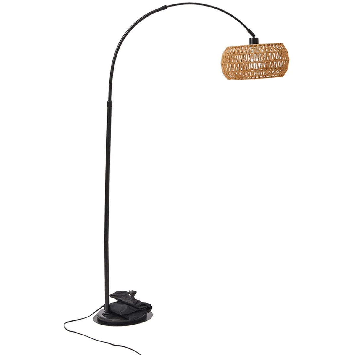 Boho Rattan Arc Floor Lamp with Remote Control - Neutral – image 3