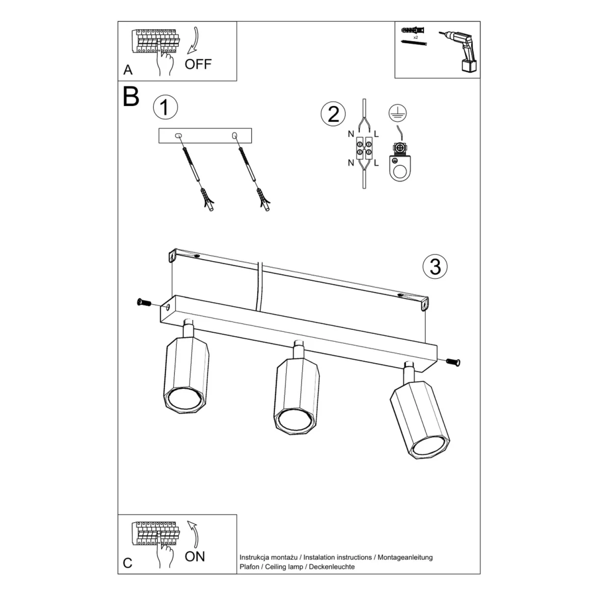 Ceiling lamp ZEKE 3 oak - oak – image 8