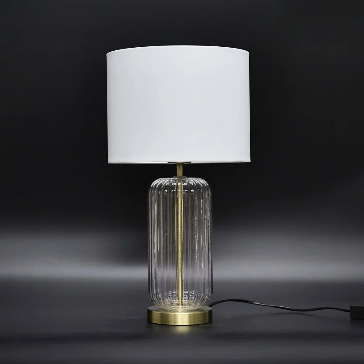 Set Of 2 Walpole Fluted Glass Brass Table Lamps With Ivory  Shade - Antique Brass & Ivory – image 6