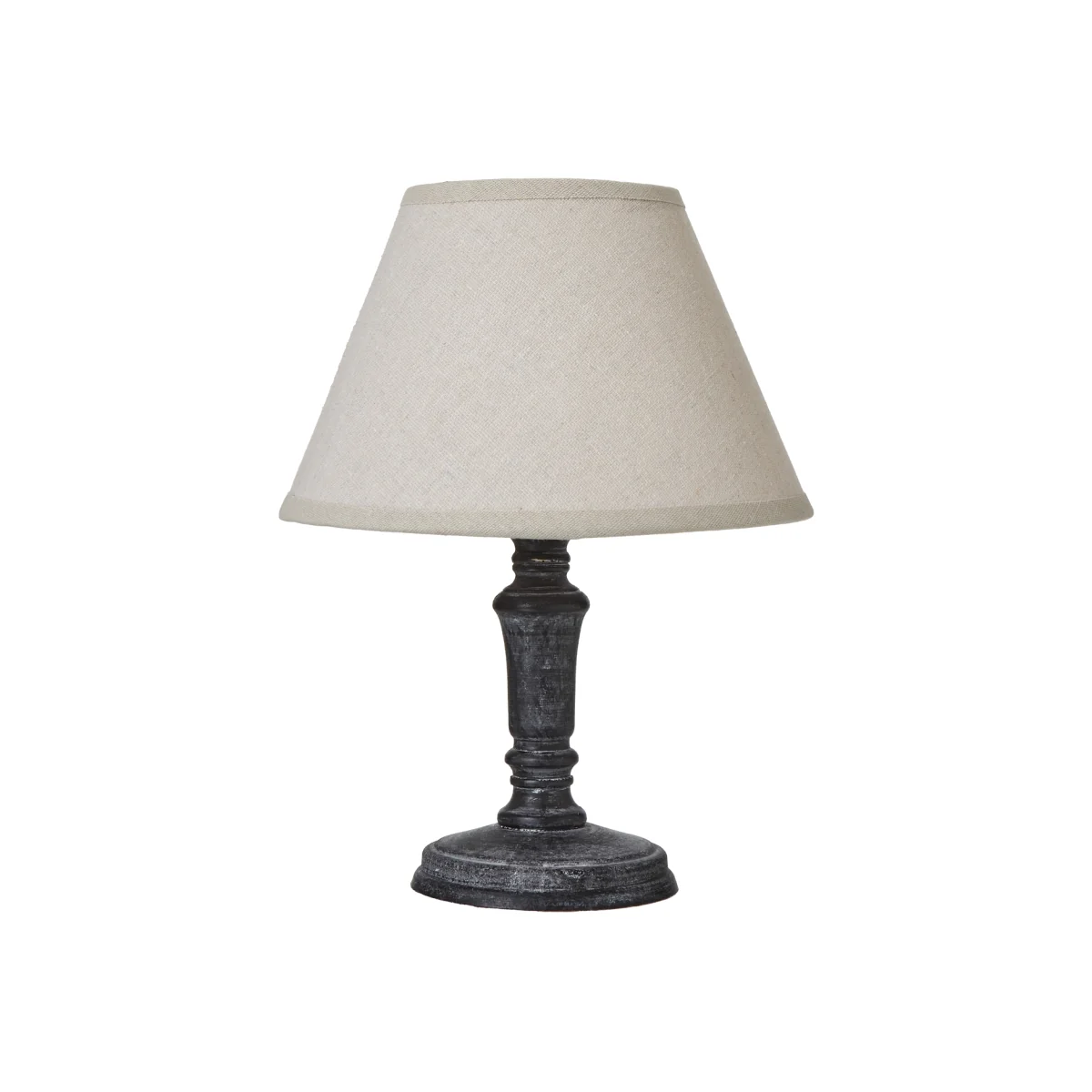 Palmyra Rustic Column Table Lamp With Linen Shade - Grey – image 1